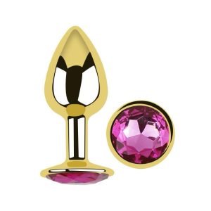 Plug Anal Gold Metal Rosa Médium